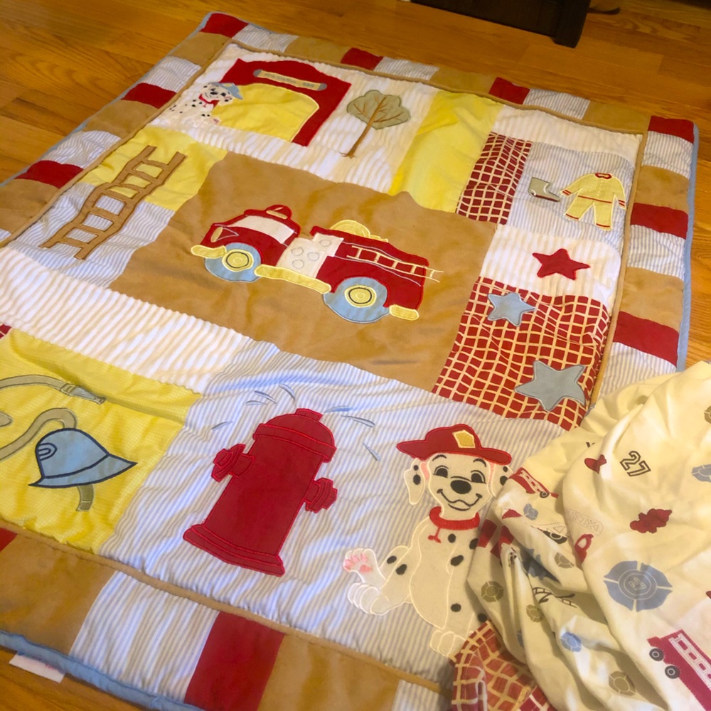 Fire truck crib bedding